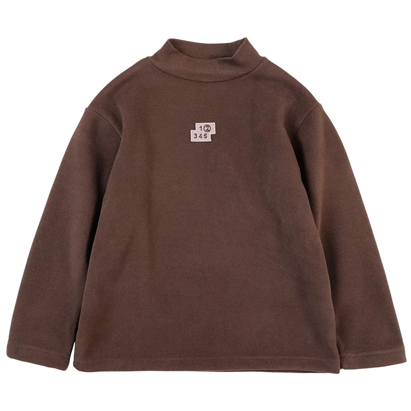 Y7414男童打底衫保暖上衣加厚银狐绒内搭儿童半高领t恤