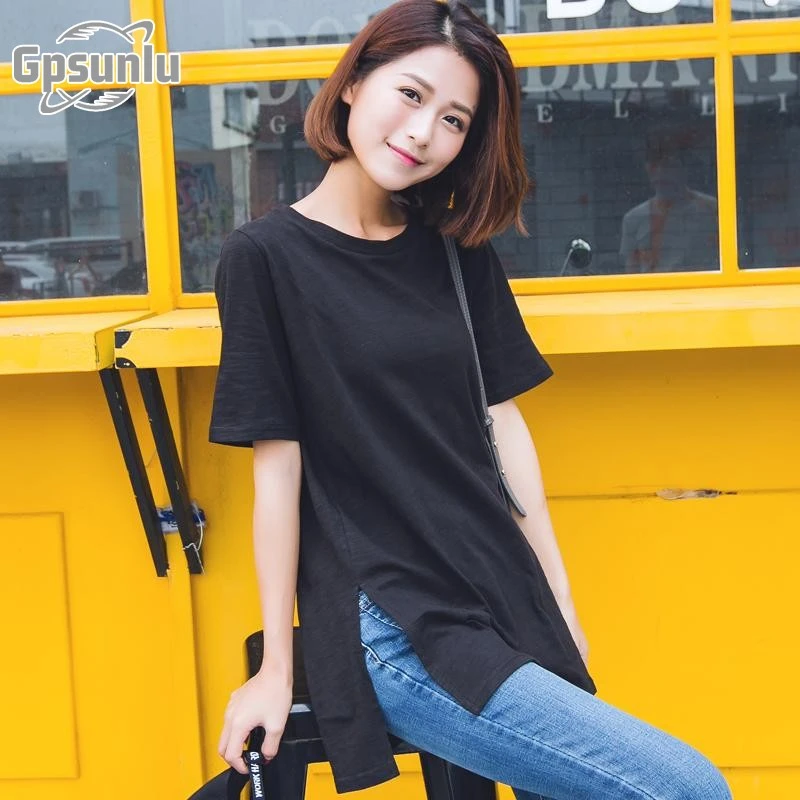 gpsunlu夏季正肩短袖恤女休闲薄款宽夏季纯棉女款春秋长袖t恤