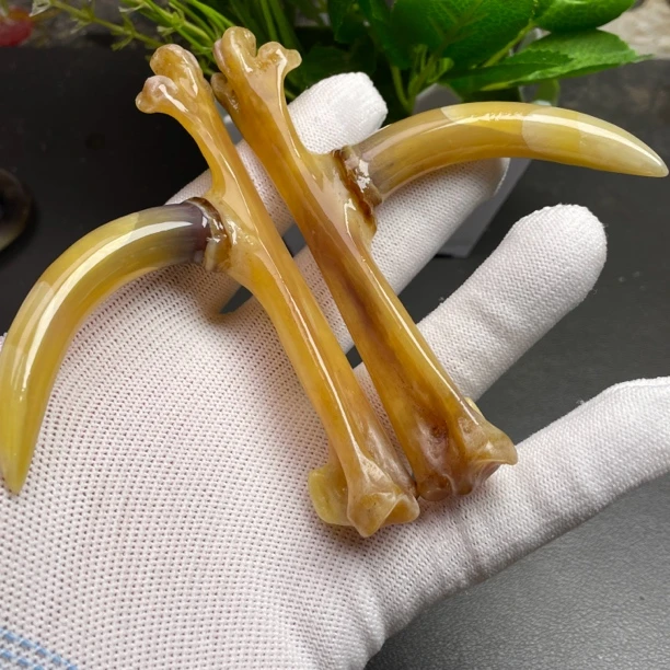鑫源骨艺鸡爪骨手把件粗蹬大骨一对