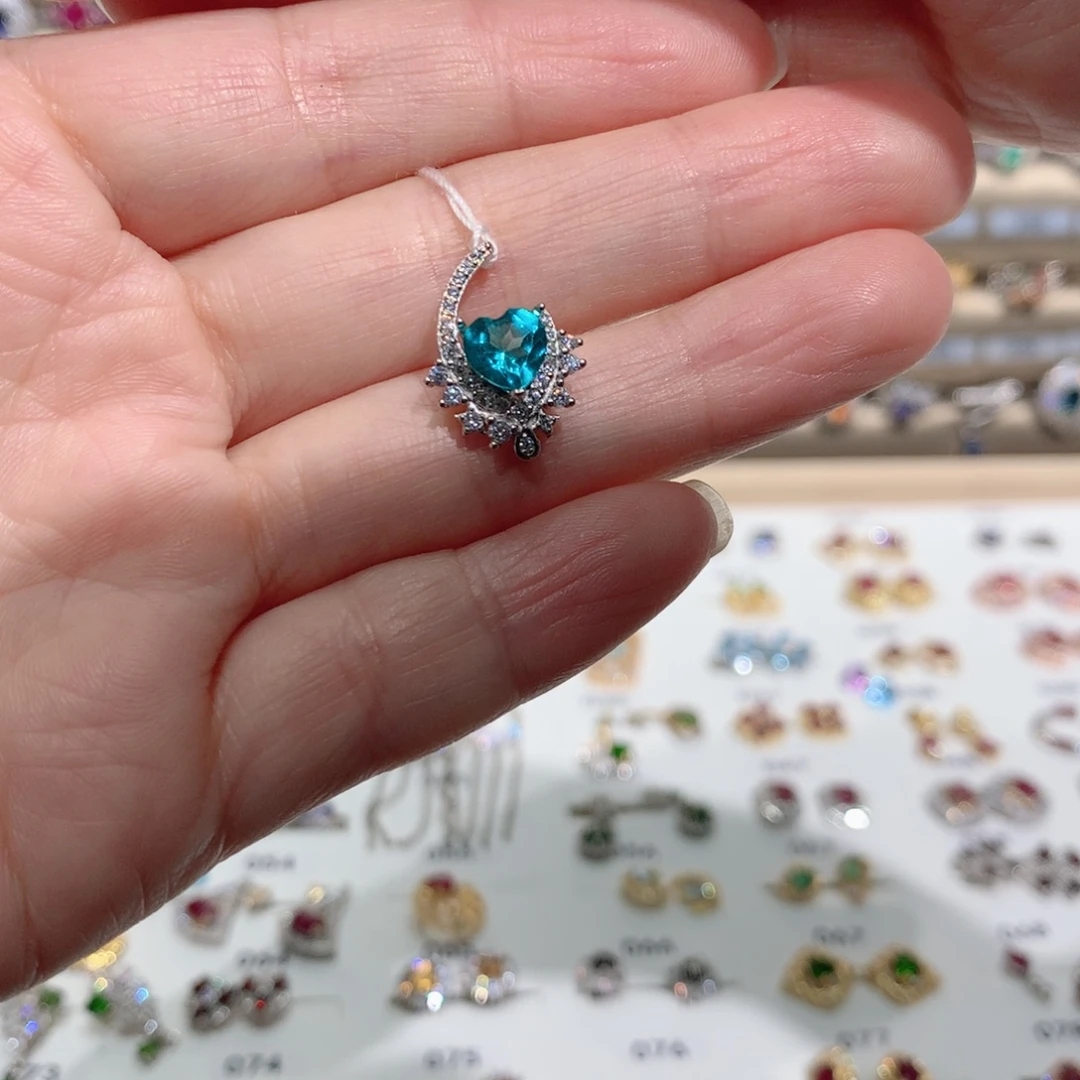 银S925镶嵌托帕石吊坠(不含链)