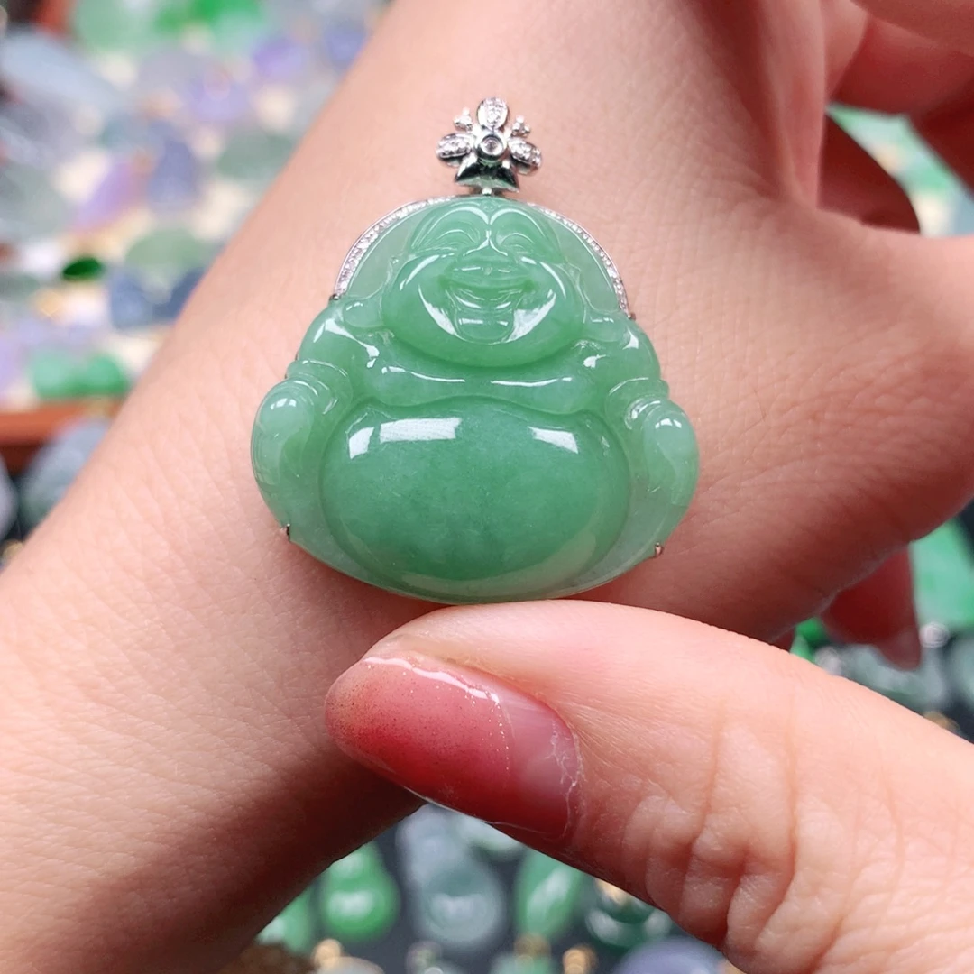 翡翠18K金镶嵌吊坠(不含链)