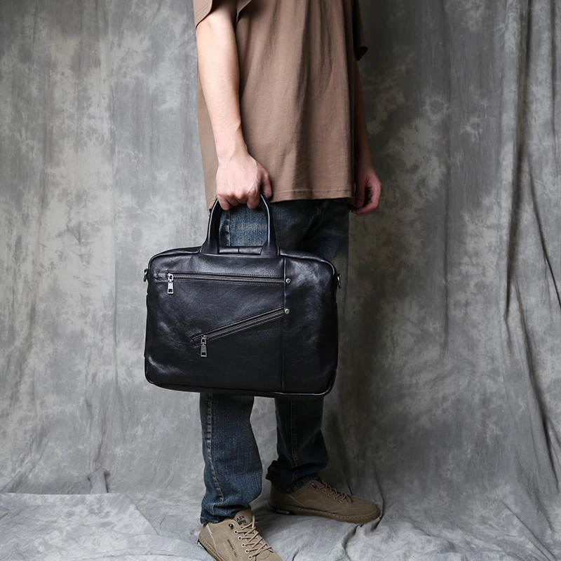 时尚头层牛皮公文包男士休闲商务手提包真皮男包电脑包文件斜跨包