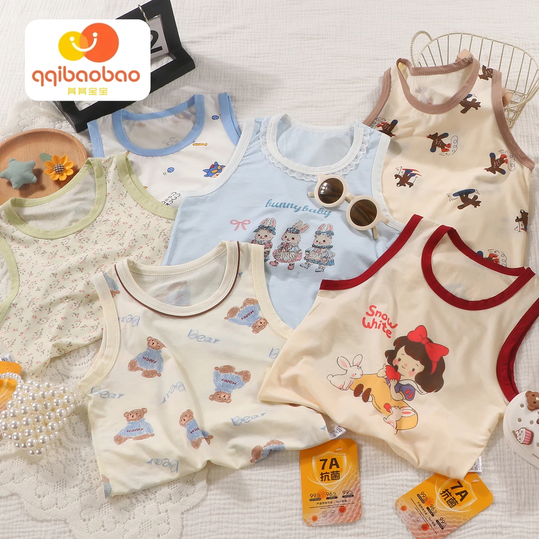 【7a抗菌】儿童莱赛尔天丝优可丝无袖家居服背心外穿贴身背心l