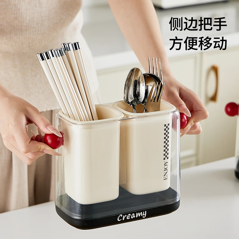 筷子收纳盒家用高档新款厨房筷子勺子收纳架沥水筷子筒筷笼篓