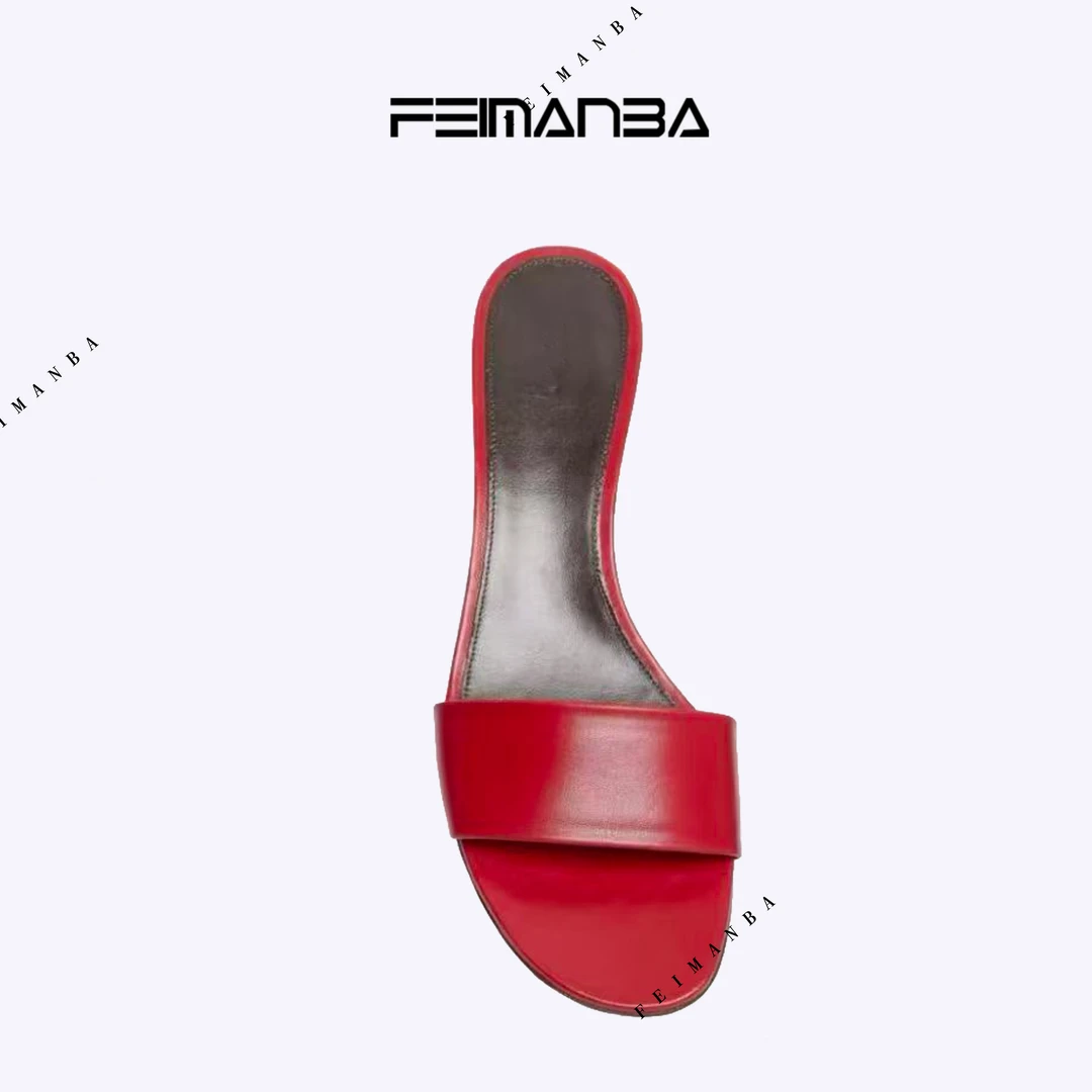 【FEIMANBA 】一字带猫跟凉鞋高跟拖鞋