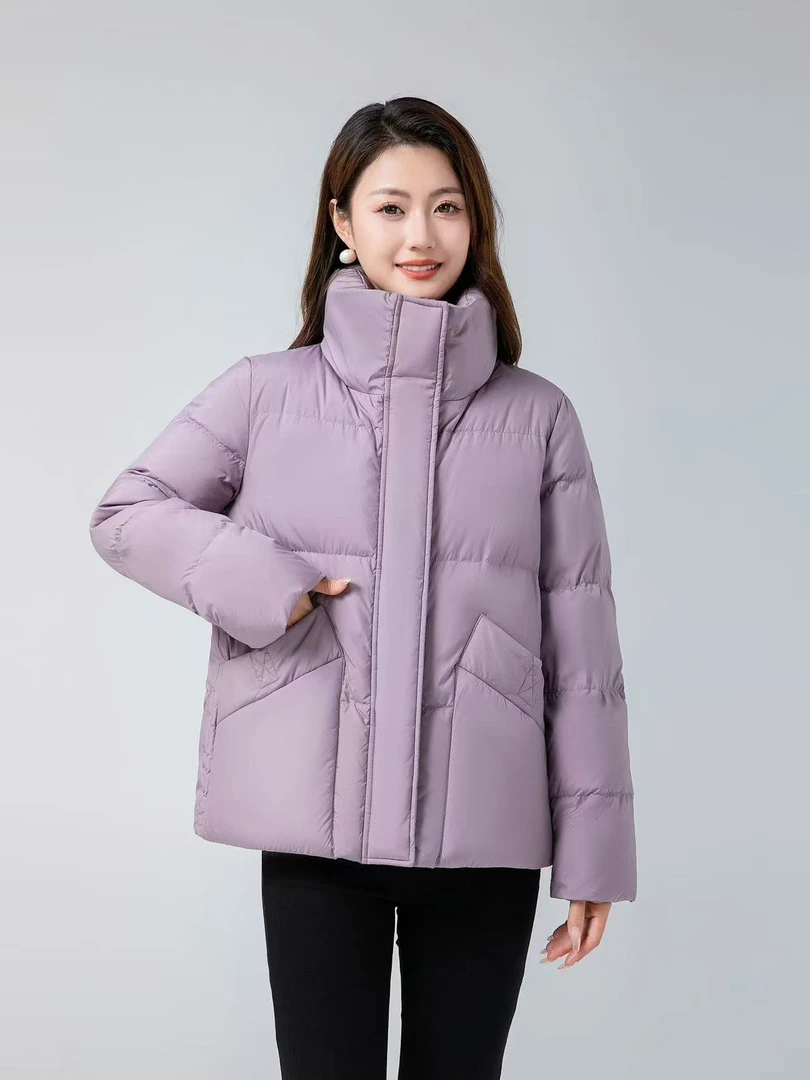 冬季女士【简约干练设计感大口袋】短款90白鸭绒羽绒服 96119