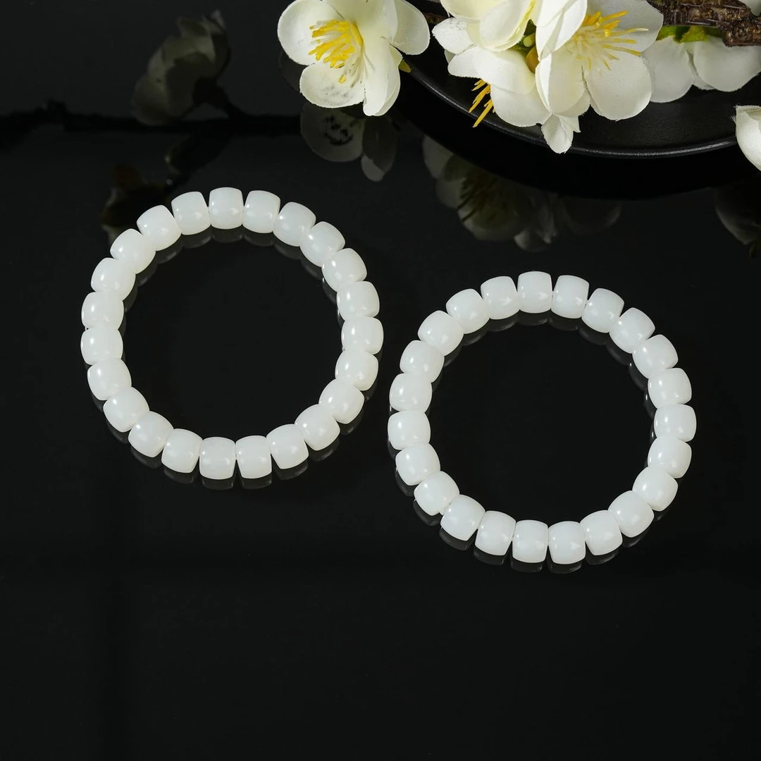 【云上叙】和田玉单圈手串-多样性发其一-8.5*7mm-V35811-M（甄选）