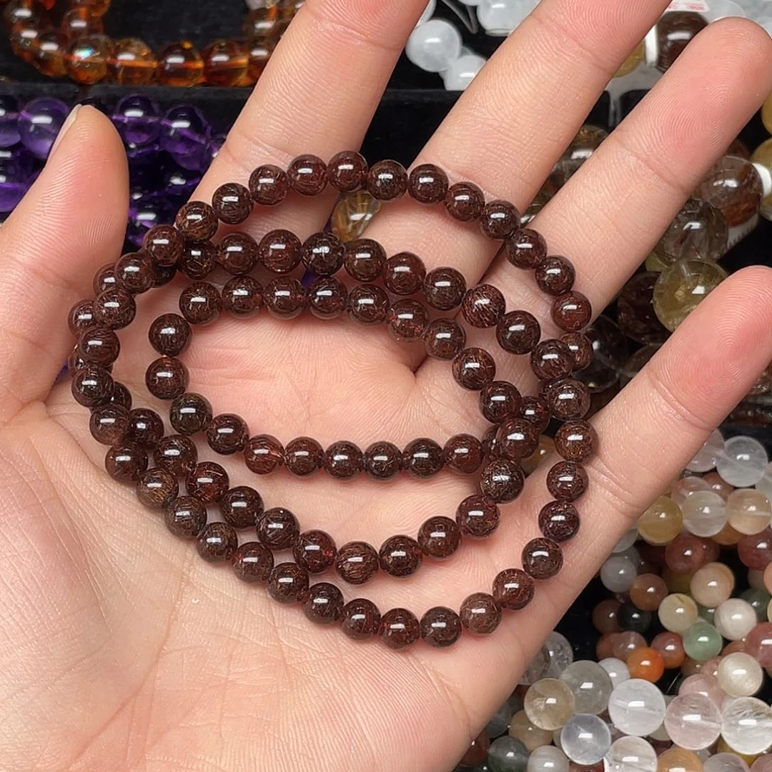 未镶嵌手链水晶铜发晶三圈6+