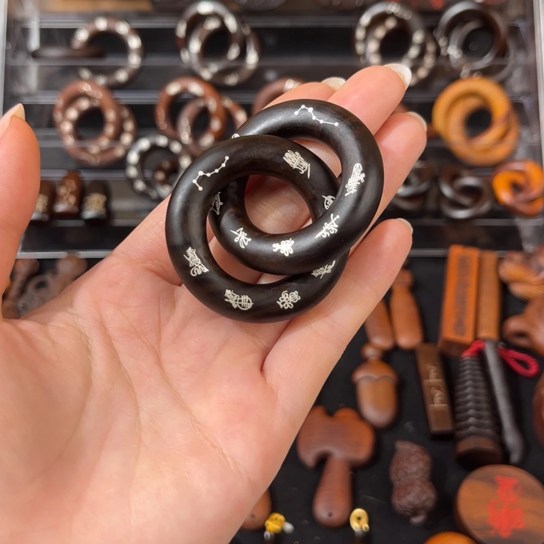 木雷枣玉化 镶银五雷五路 乾坤圈