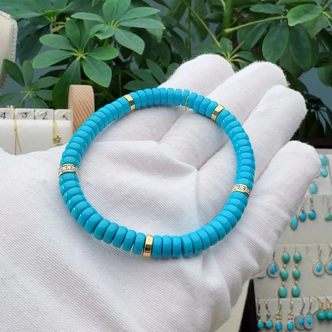 绿松石18K金镶嵌手链手串