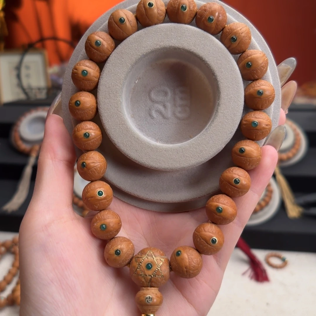 手串凤眼菩提13.5mm铁籽手持绿玛n