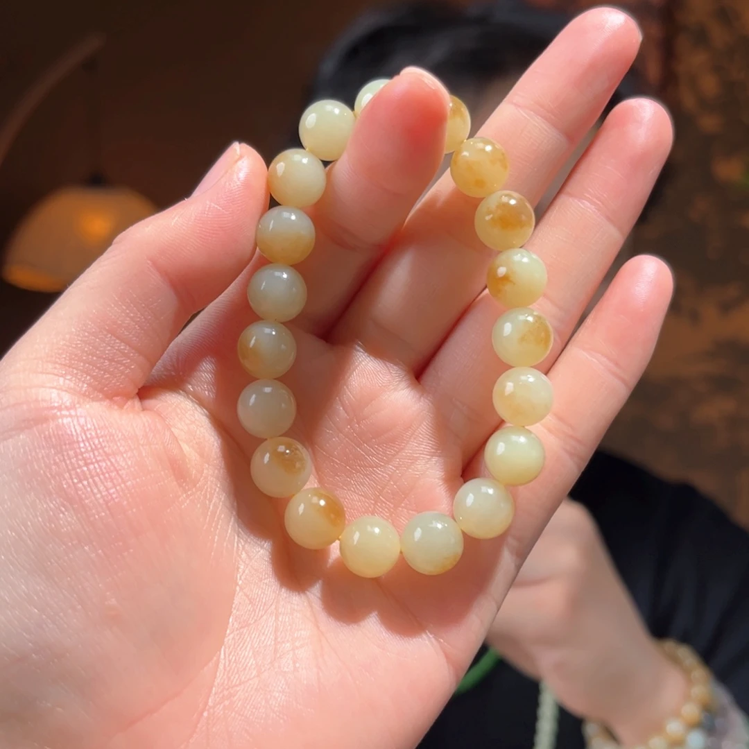 未镶嵌手串和田玉新疆若羌黄口一口糖10mm800