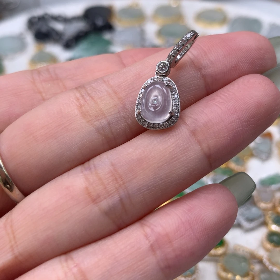 颈饰银S925镶嵌翡翠