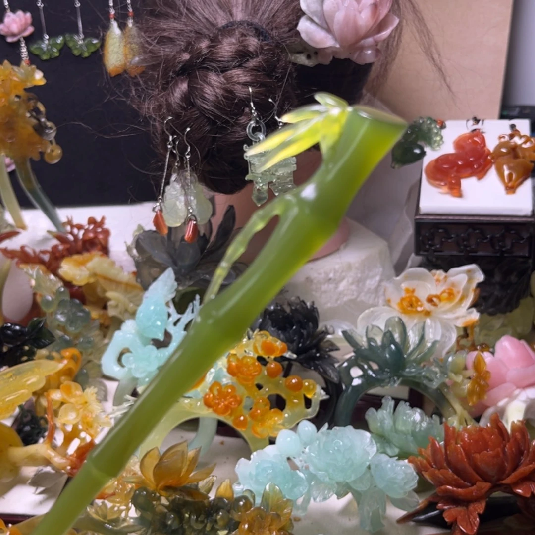 【闪购商品】合金蛇纹石玉发饰