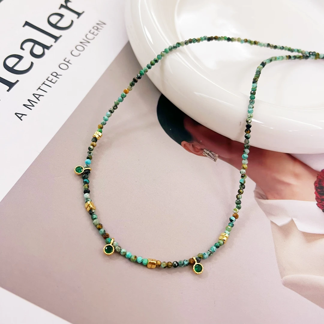 钛钢项链 D【A7绿色】2mm小点位精致款时尚百搭显白手工项链