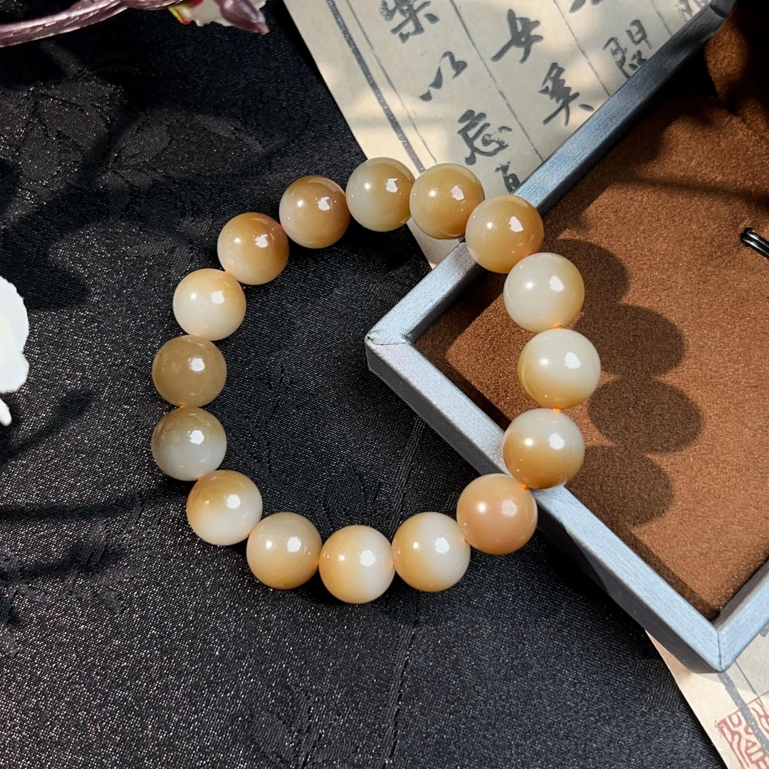天然和田玉12mm糖白手串(多样性发货)-*sy*3120