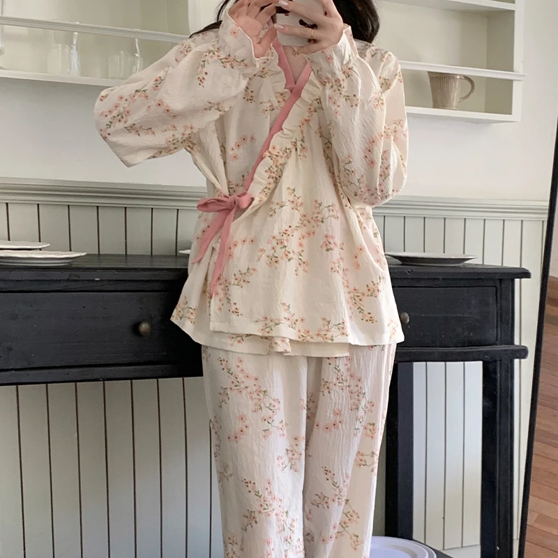 舒适睡衣女款爆款2025新款春秋季甜美风可外穿大码长袖家居服套装