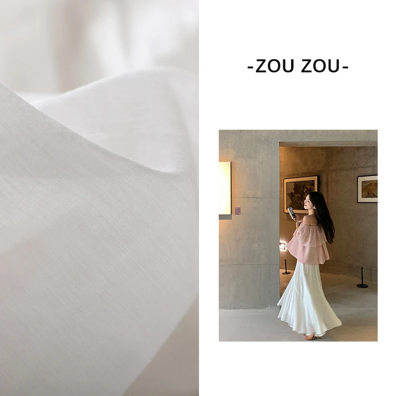 【华尔兹】邹邹小个子新品白色蚕丝半身裙女春设计感小众气质网纱裙