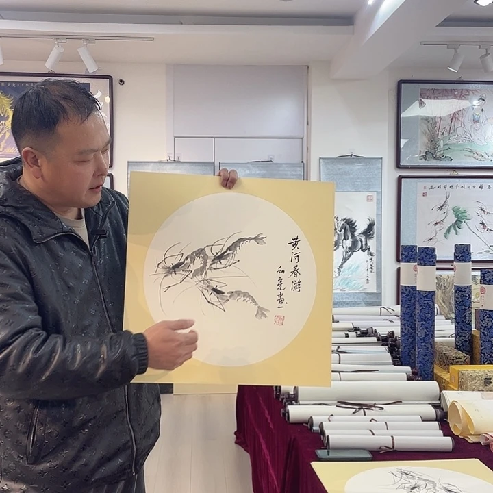 国画黄河春游手绘作品