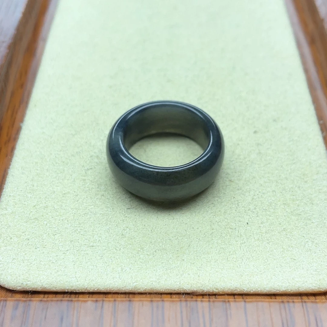 和田玉戒指未镶嵌115青花宽条16.5码