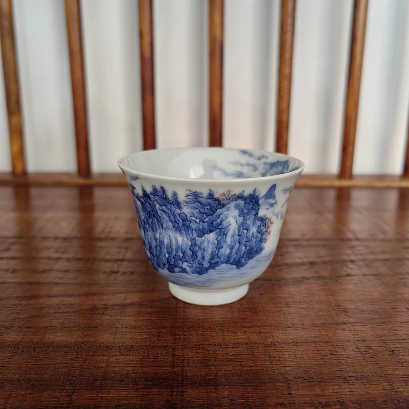 景琳藏山水铃铛杯重工意境山水单杯喝茶杯子主人杯景德镇陶瓷茶杯