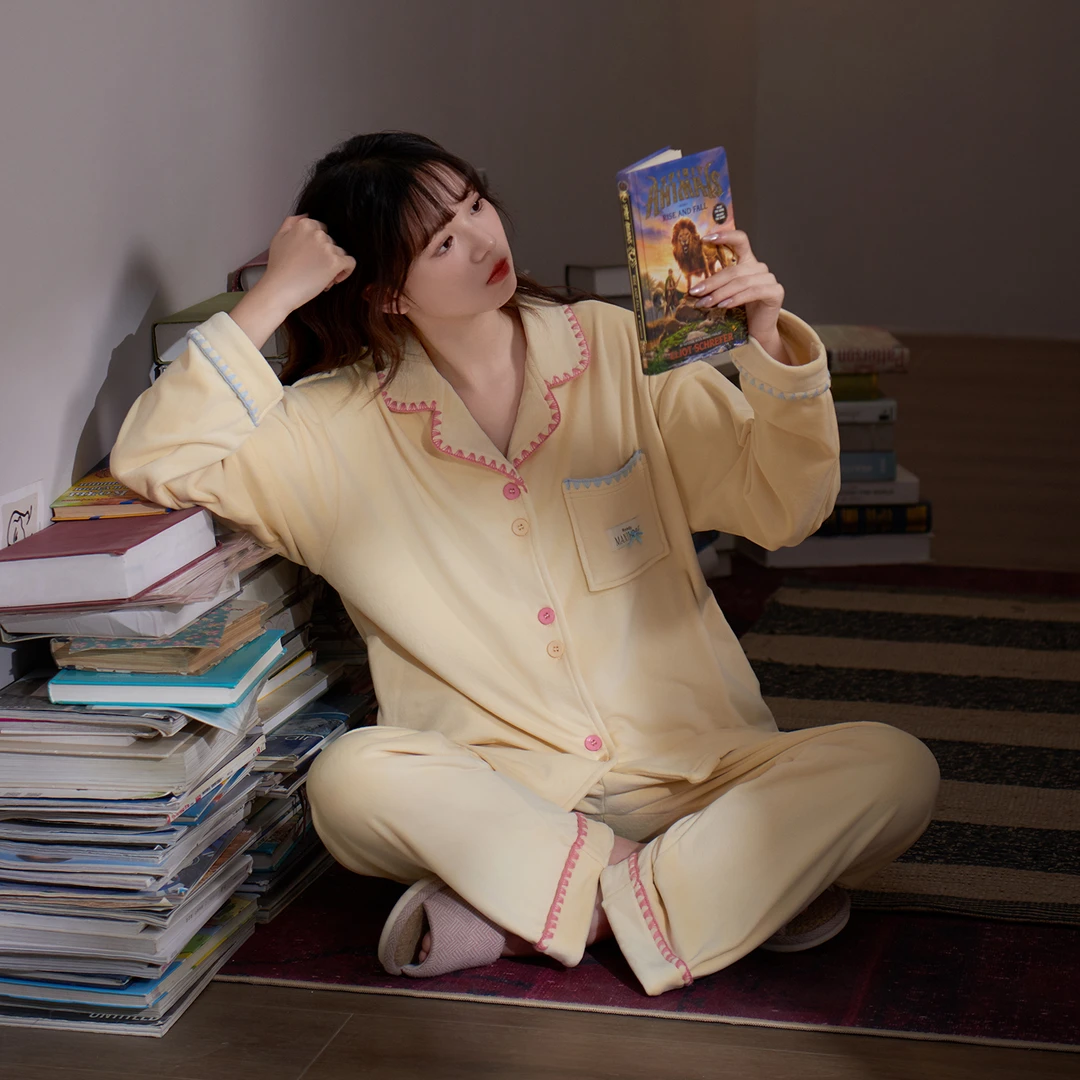 马克公主多巴胺海岛绒睡衣女秋冬新款洋气珊瑚绒可外穿薄绒家居服