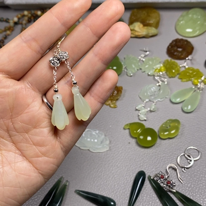 【闪购商品】蛇纹石玉未镶嵌挂件耳饰耳环项链