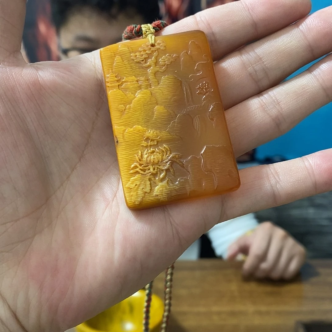 木【爪金皮山水牌】