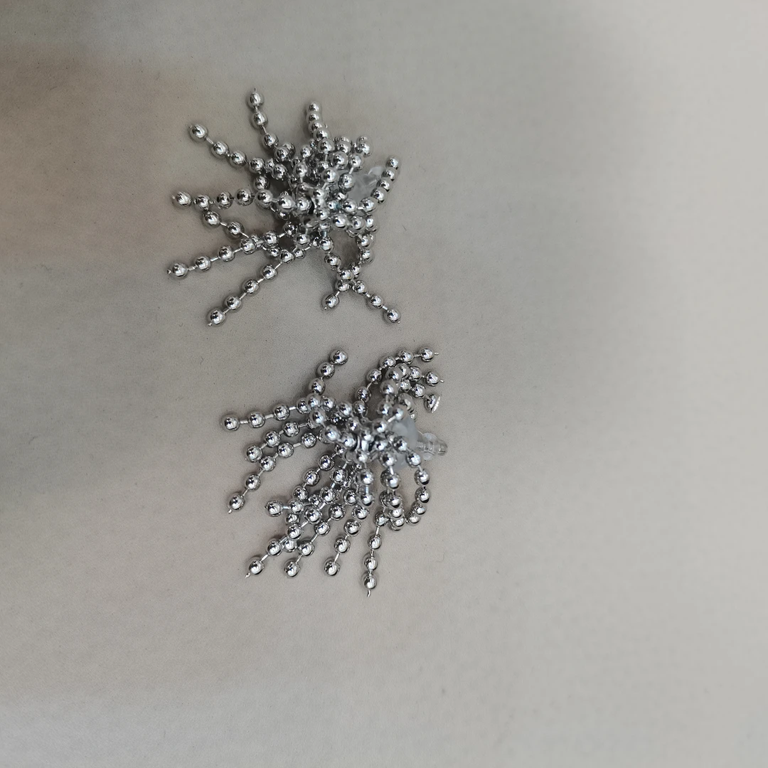 非金属硅胶耳饰 烟花圆球流苏耳钉