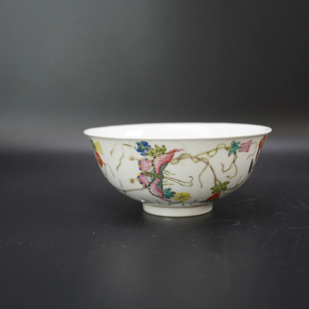 Lot.25110368清光绪瓜瓞绵绵粉彩碗 高：约5.8cm直径：约13.6cm