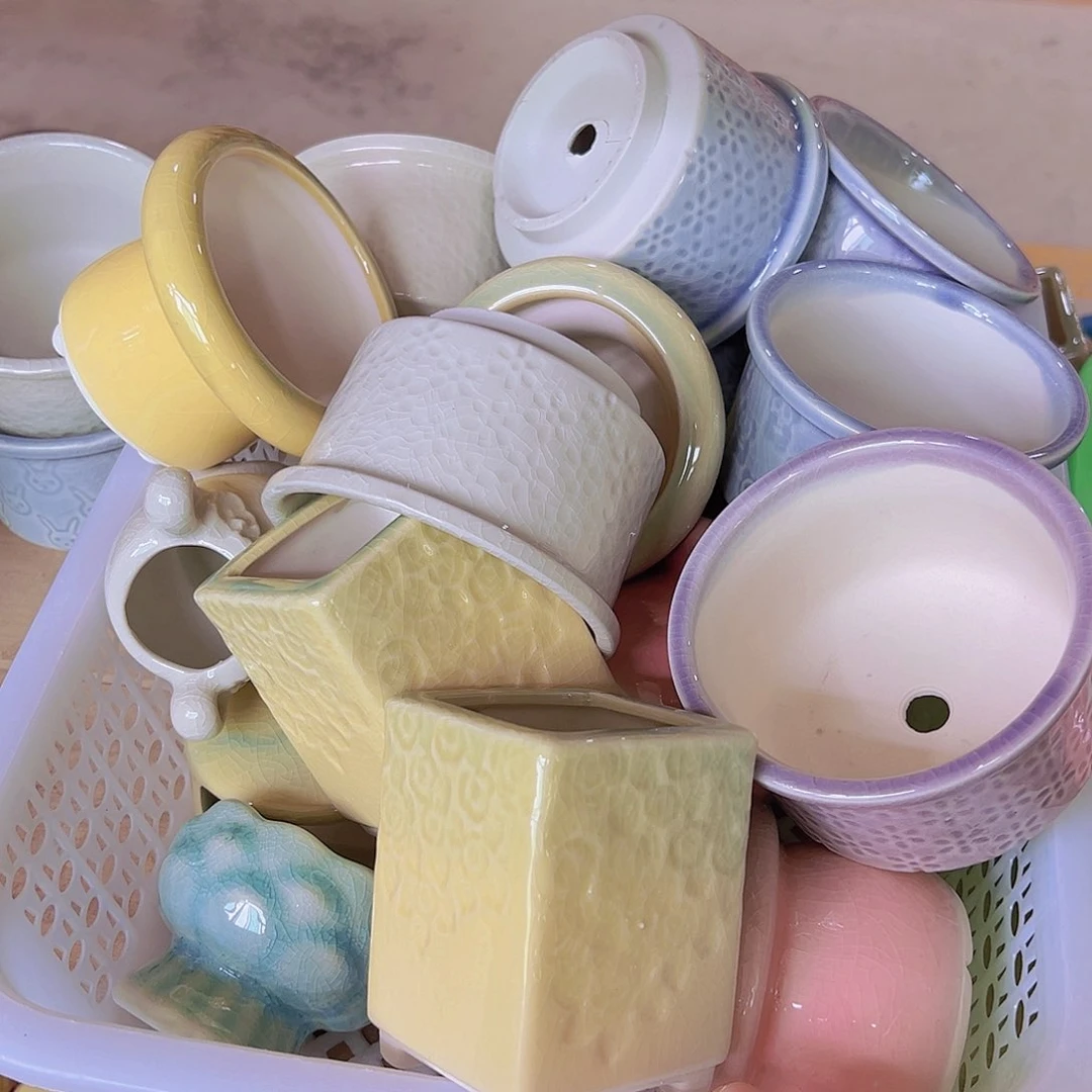 陶瓷花盆当场满12包邮随机瑕疵6个