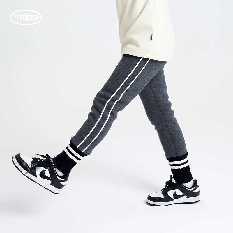 mipo秋季儿童厚款打底裤男女童运动长裤可外穿裤子2025春季新品