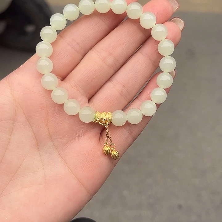 凯***来和田玉银S925镶嵌手链和田玉手链