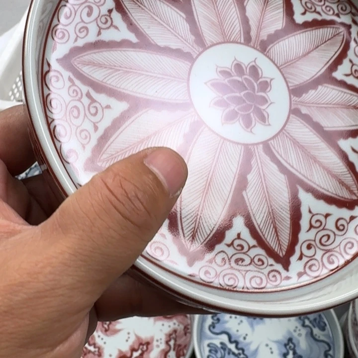 摆件釉里红芭蕉叶大壶承