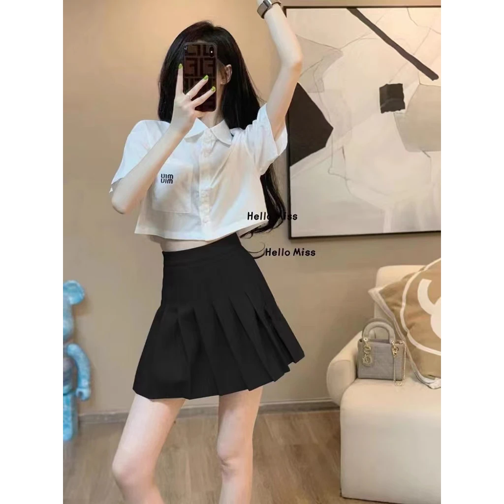 韩系JK学院风夏女百搭刺绣字母衬衫高腰显瘦衬衣5252（N1）