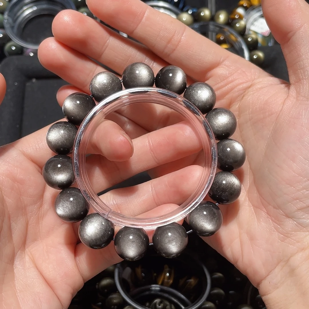 E***.黑曜岩未镶嵌手链