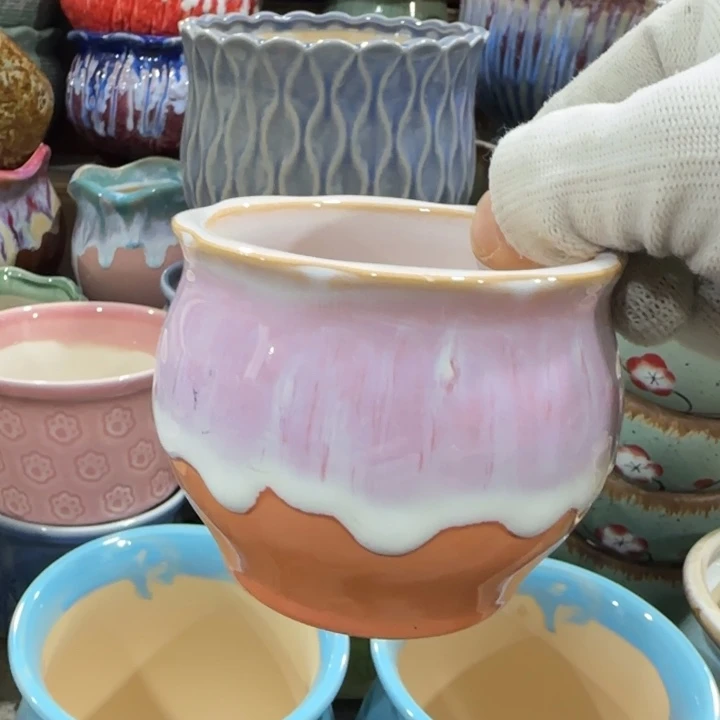 凑9块包邮，有孔，陶瓷花盆