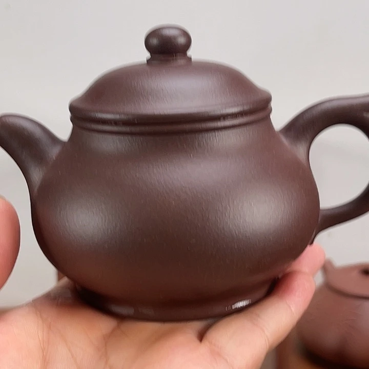 小***子茶壶紫砂龙血砂潘壶半手