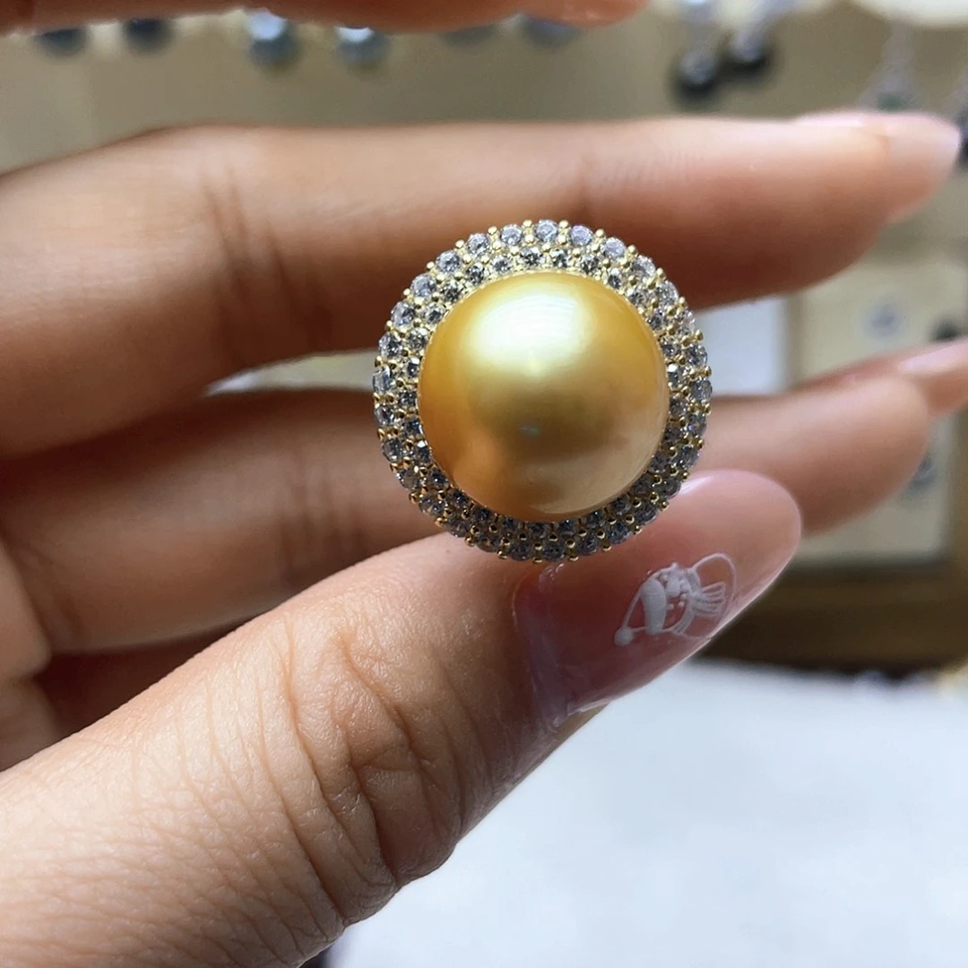 海水珍珠戒指银S925镶嵌