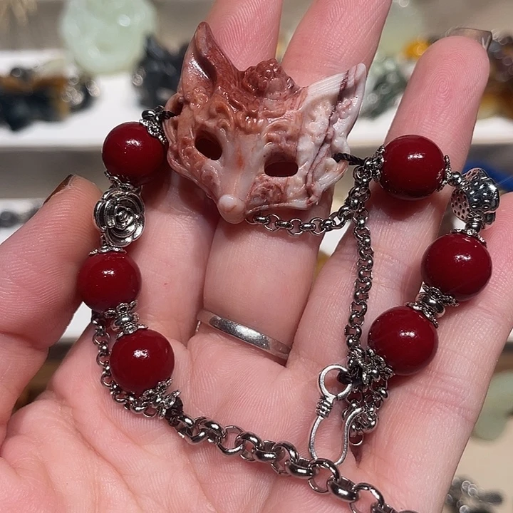 蛇纹石玉合金颈饰