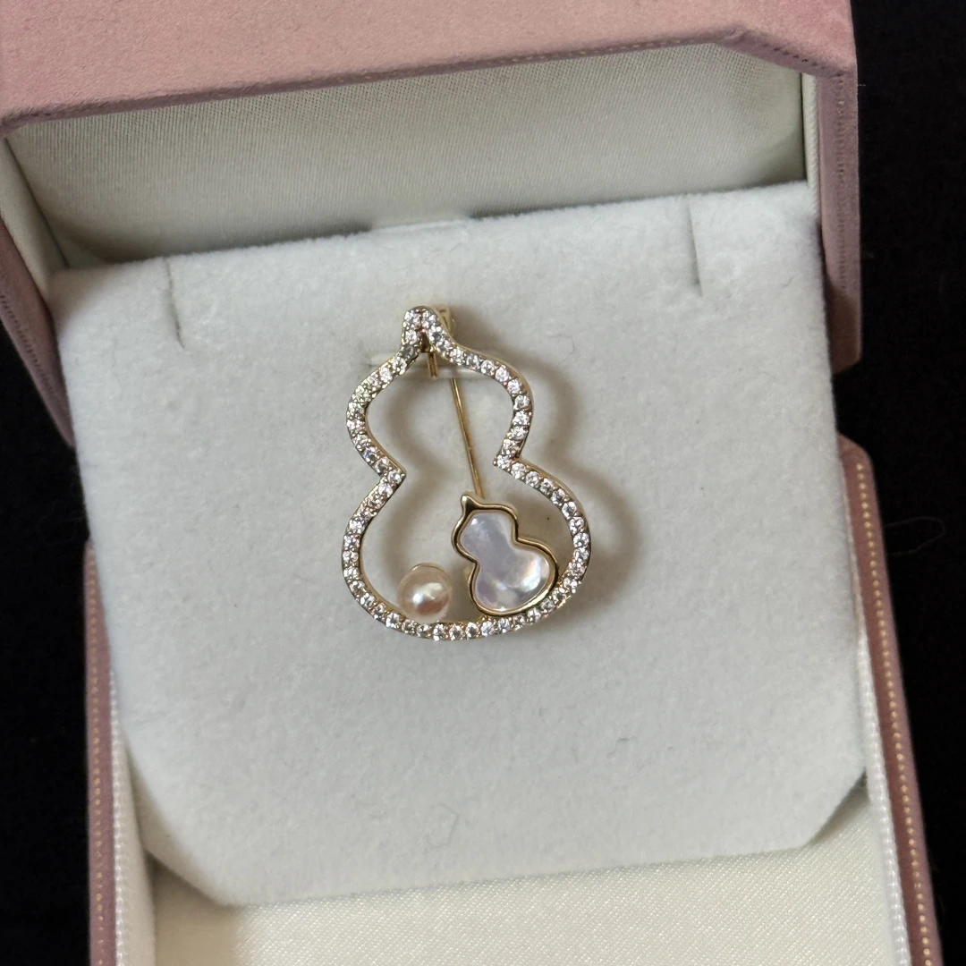 天然海水珍珠胸针葫芦款皇后金海水akoya设计款AB371