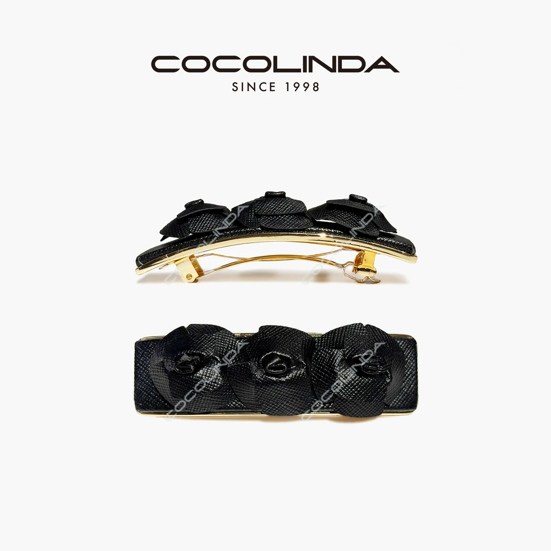 COCOLINDA | 拉达风超纤皮手工玫瑰发夹发饰FJ02