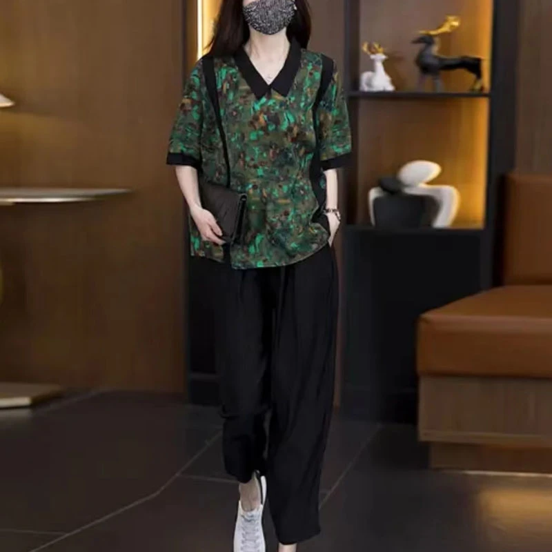 8051大码女装新款休闲裤子女夏薄款宽松轻盈透气女式简约九分女裤