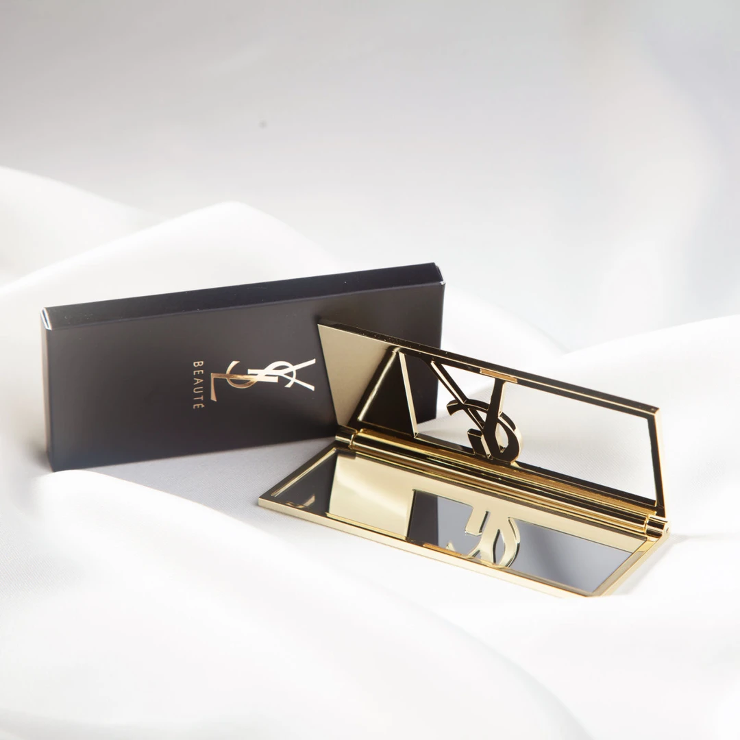 【杨树林】k102金色缕空折叠化妆镜 随身镜