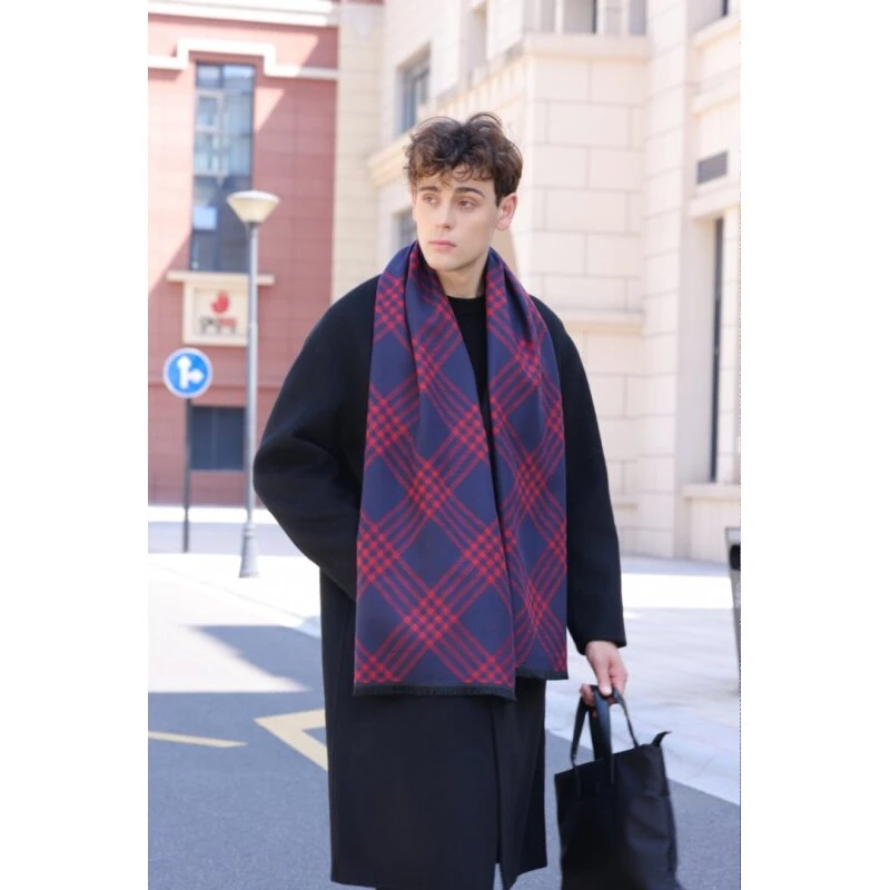 Y069【红格暖冬】羊绒秋冬新款丝巾180*40大尺寸