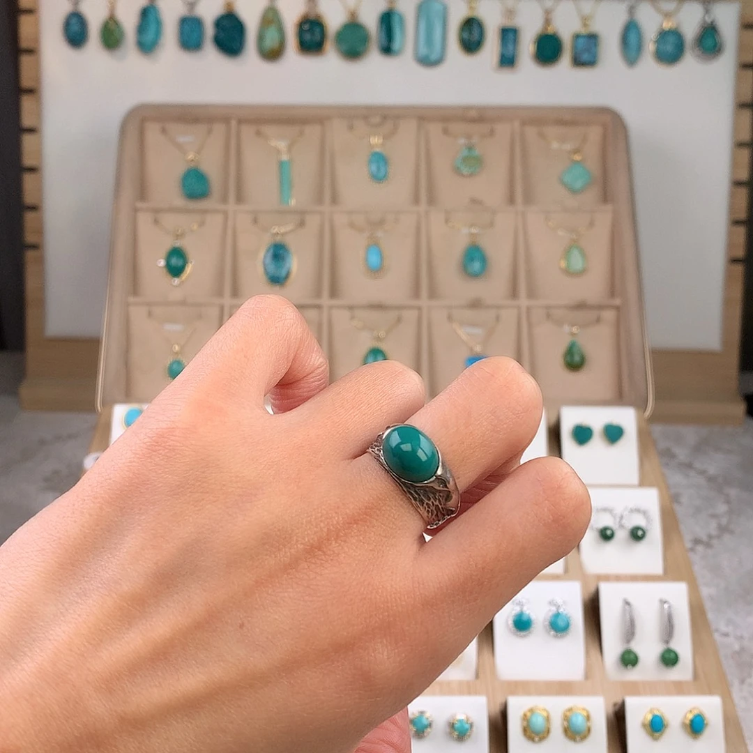 绿松石银S925镶嵌戒指