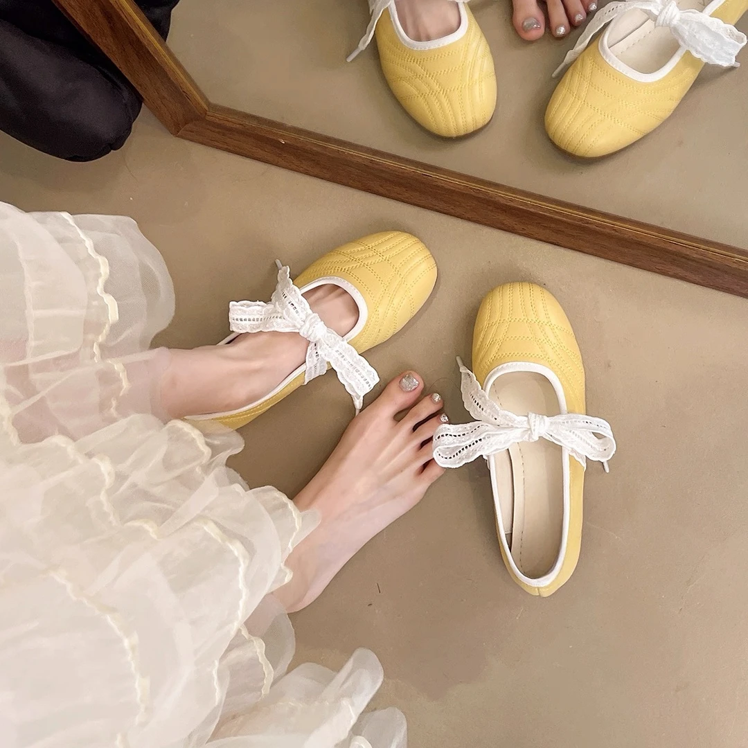 复古绝美~芭蕾玛丽珍鞋女新款浅口圆头蕾丝晚风单鞋0596/A2