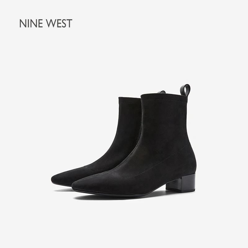 NineWest玖熙2025秋冬新款时尚百搭女鞋保暖简约气质反绒休闲短靴