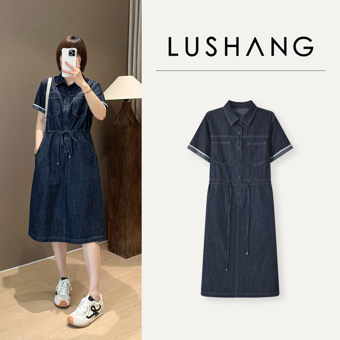 【连衣裙】干练的休闲版型，包容各种身材！露赏2025短袖牛仔连衣裙