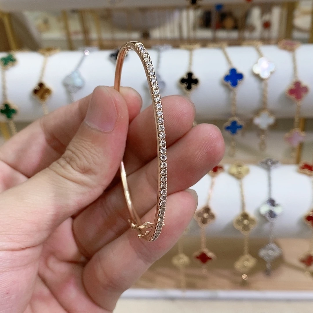 钻石手镯18K金镶嵌玫瑰金